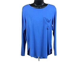 Another Love Women’s Small Blue Pullover Long Sleeve Top Pocket Stretch NWOT